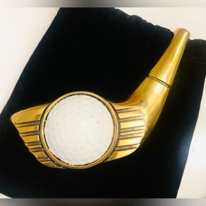 Vtg Golf club brass paper weight